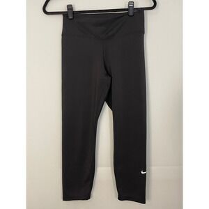 Nike Dri Fit Womens Black Cropped Leggings Athletic Workout Yoga Sz M